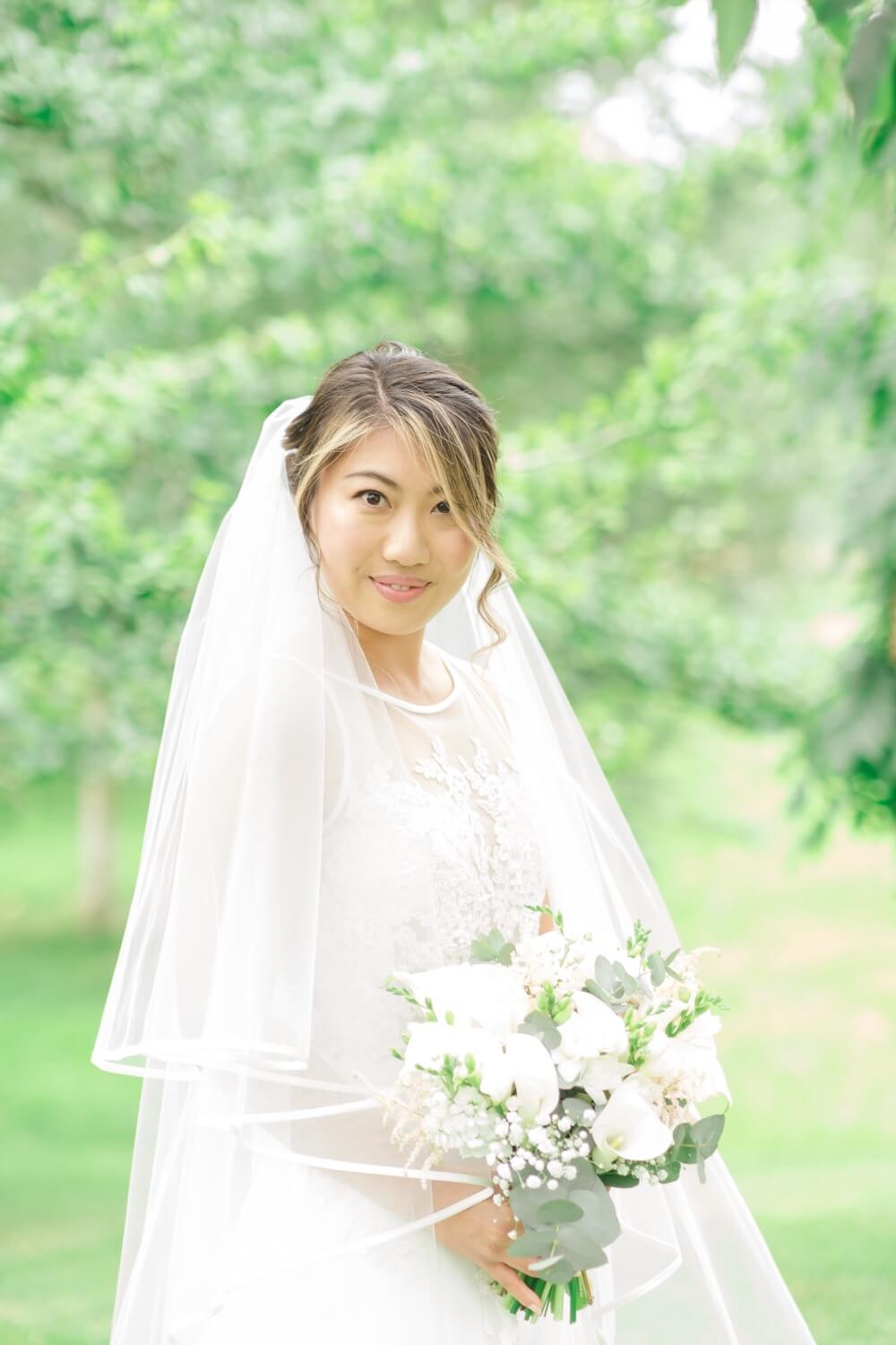 Bride portrait in the gardens at Birtsmorton Court