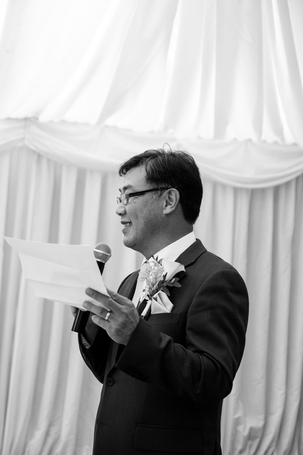 Father of the bride giving his speech at Birtsmorton Court