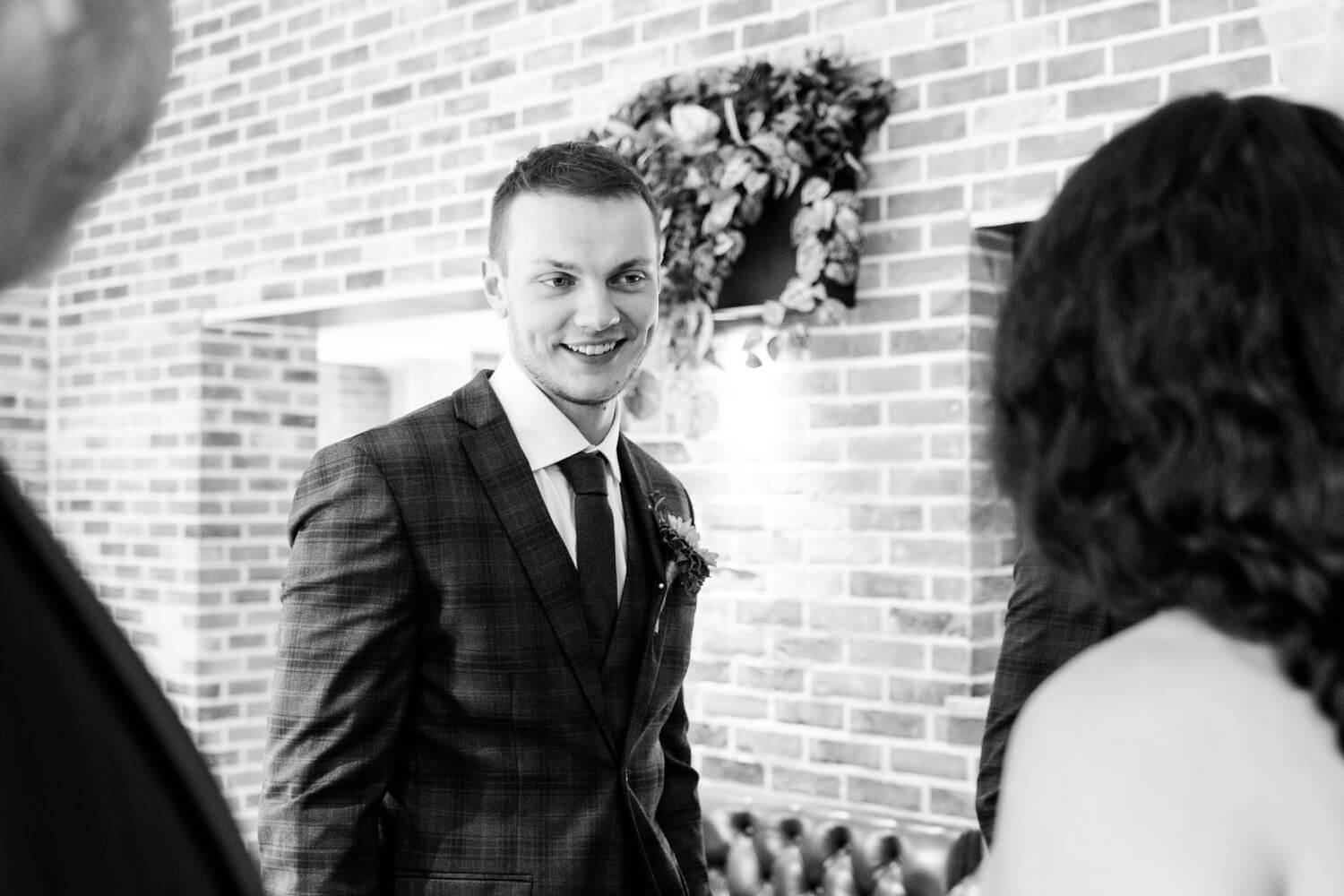 Groom ready for his wedding at Foxtail Barns in Staffordshire
