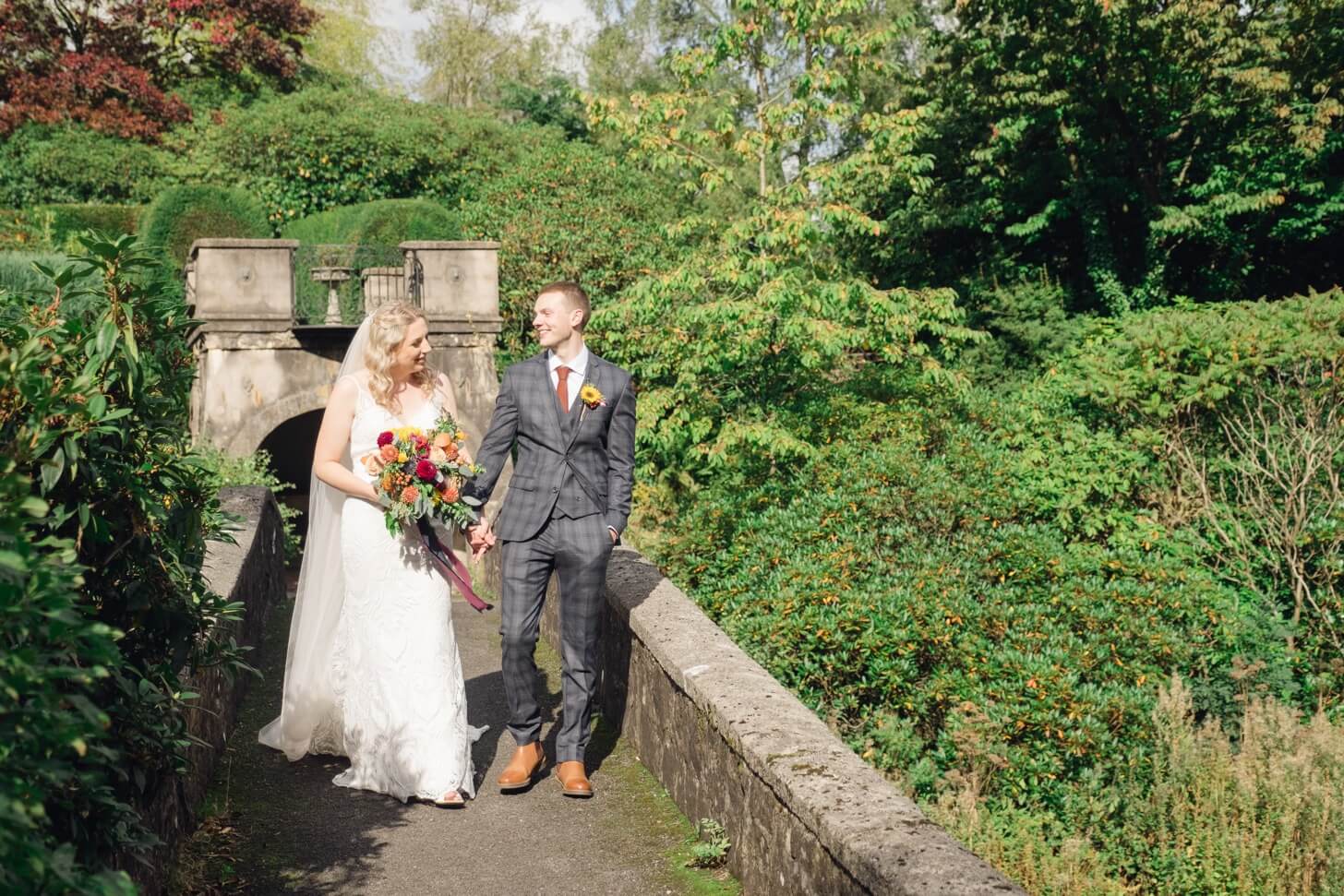 The walled gardens at Foxtail Barns during the couple's portrait session