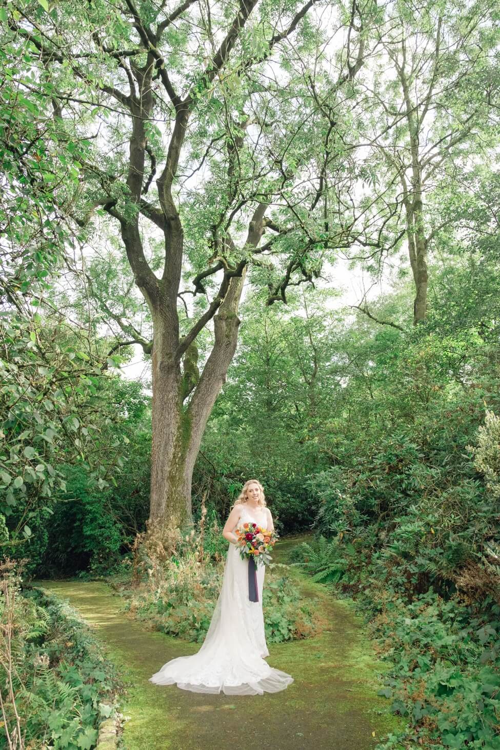 Bride portrait in the gardens at Foxtail Barns