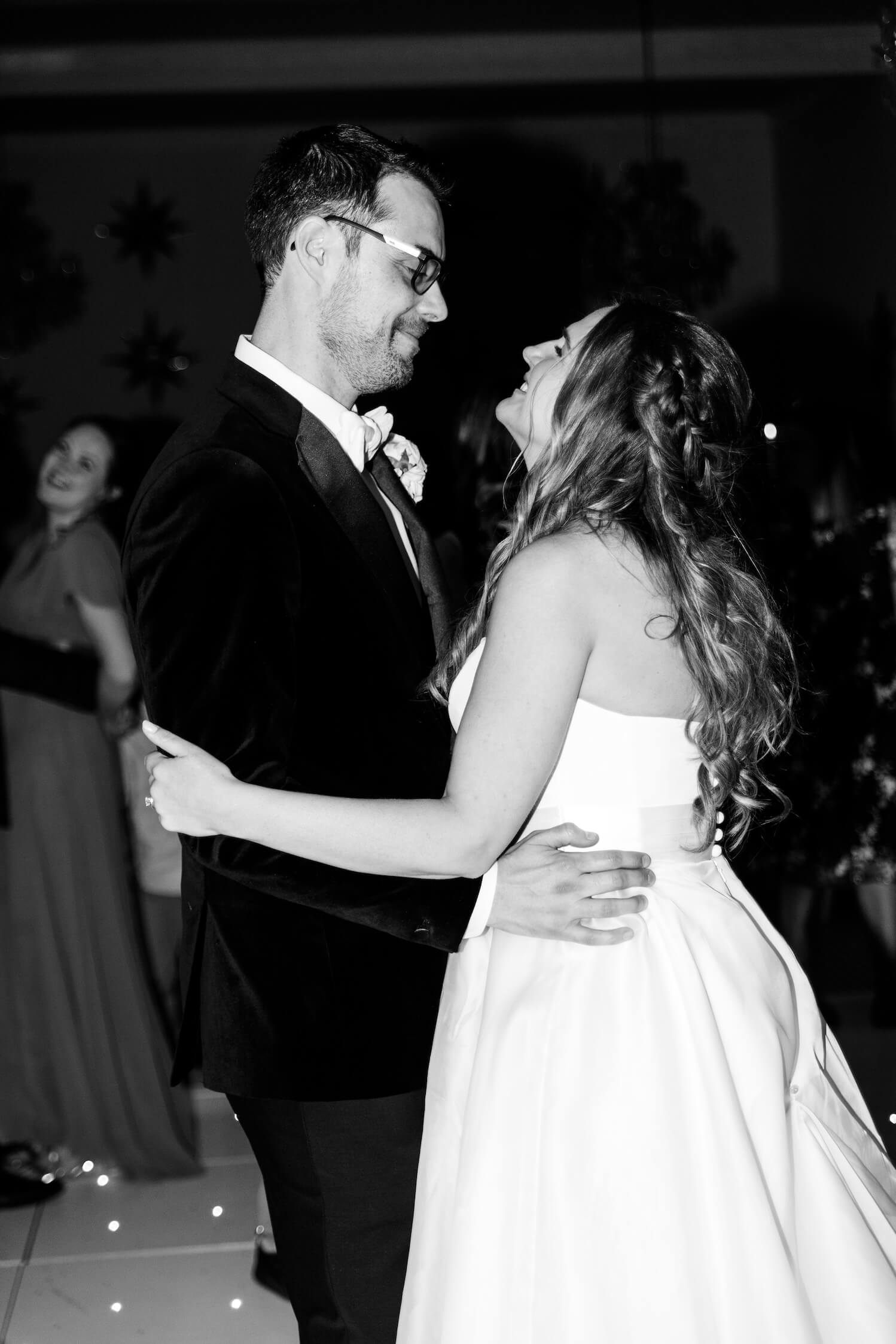 Evening reception at Hawkstone Hall, black and white, Shropshire