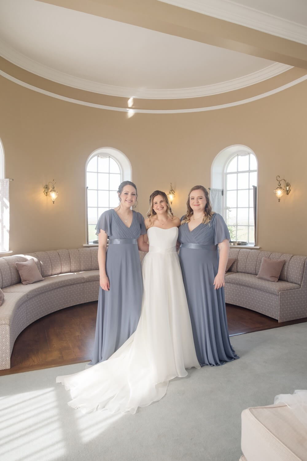 Bride with her bridesmaids at Hawkstone Hall