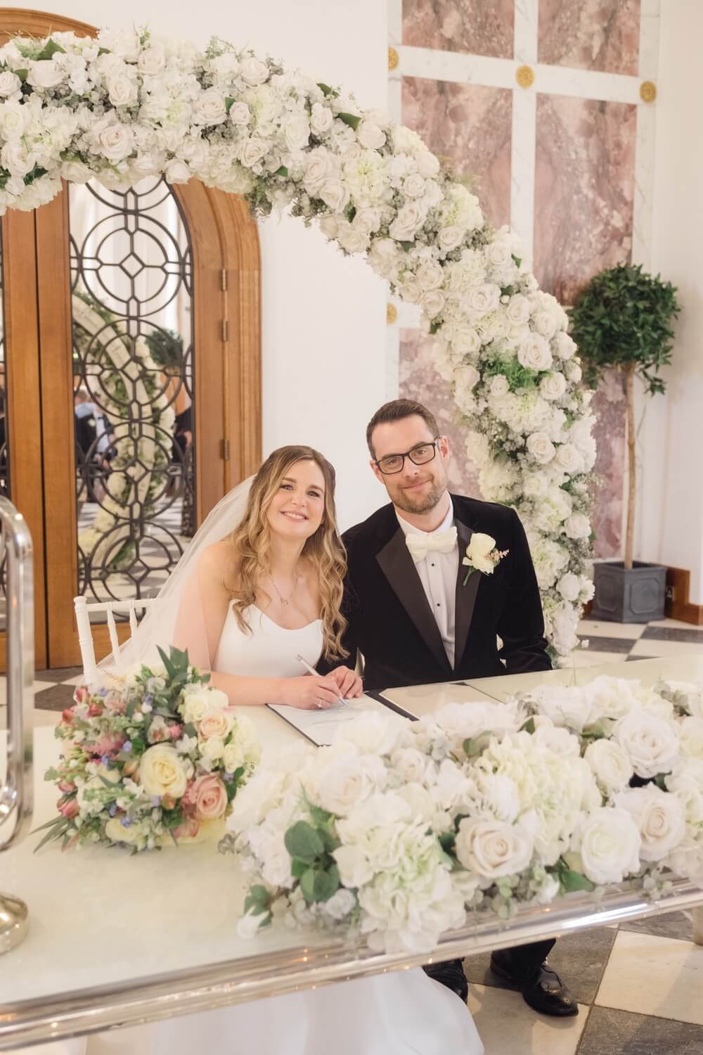 Signing the register at Hawkstone Hall