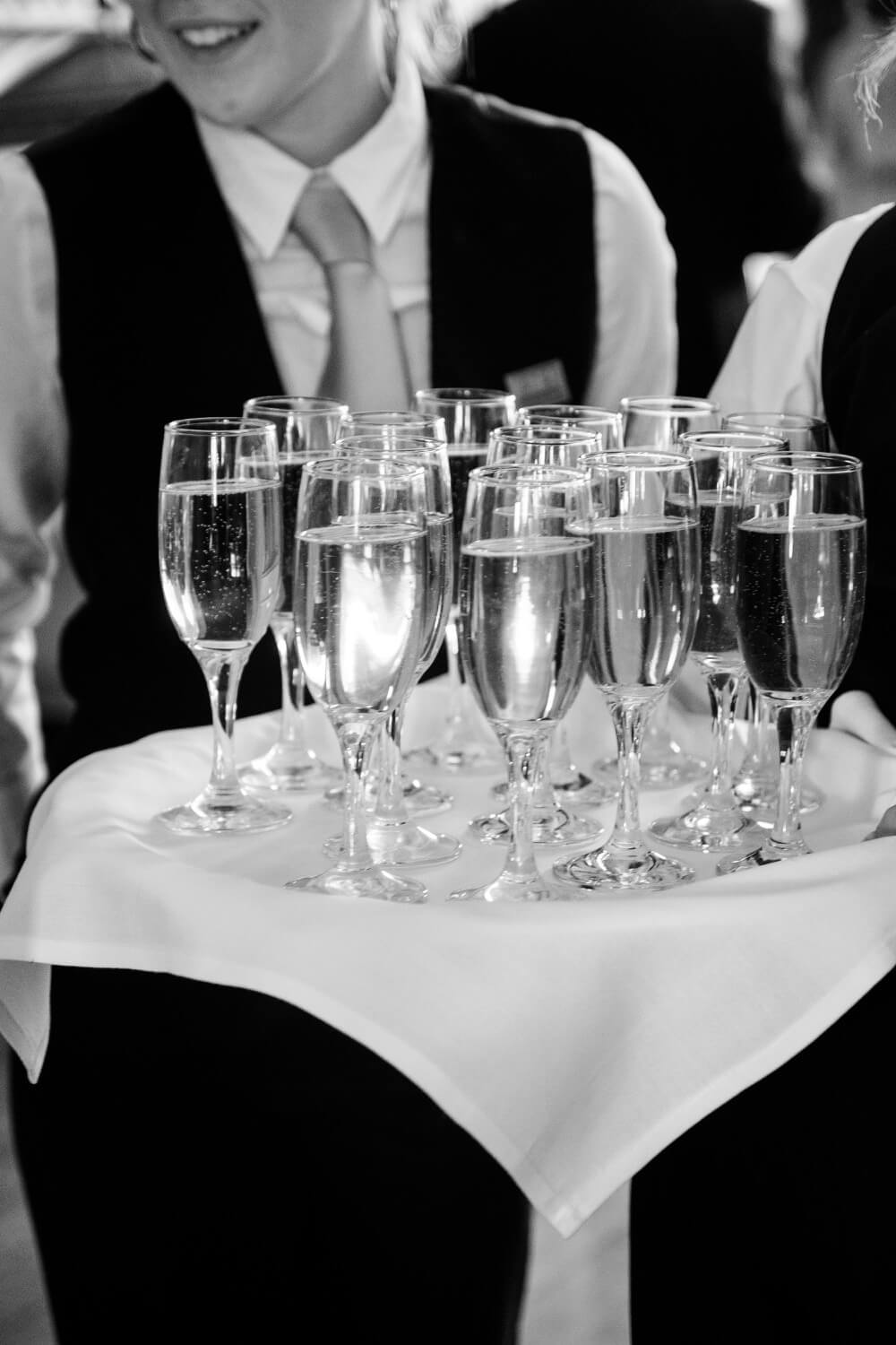 Glasses of champagne at the Hawkstone Hall drinks reception
