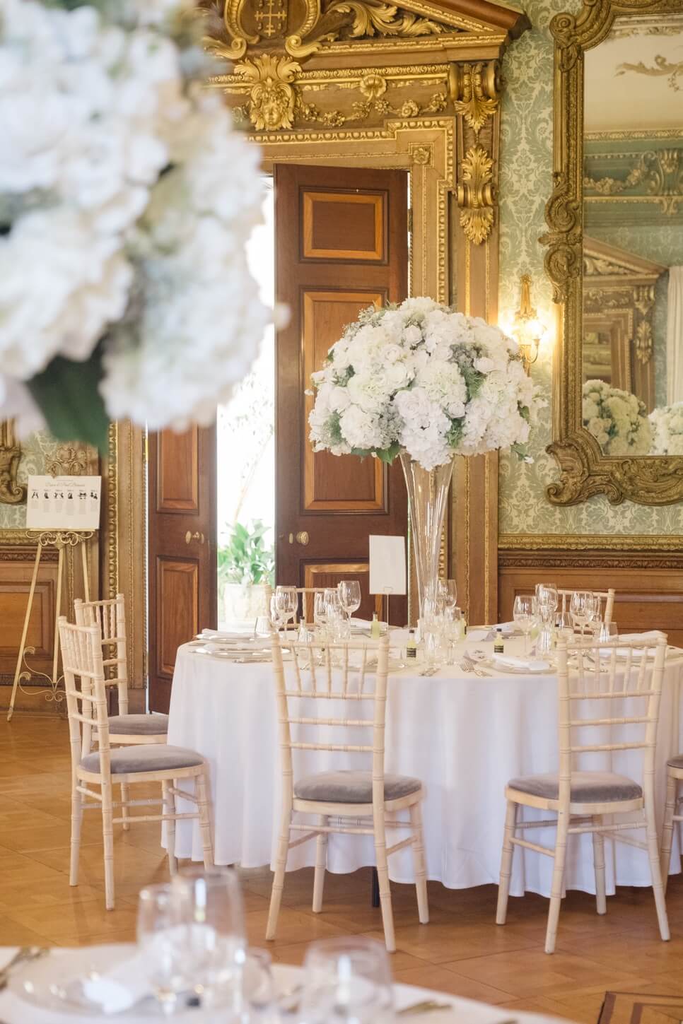 Table decoration at the Hawkstone Hall wedding breakfast