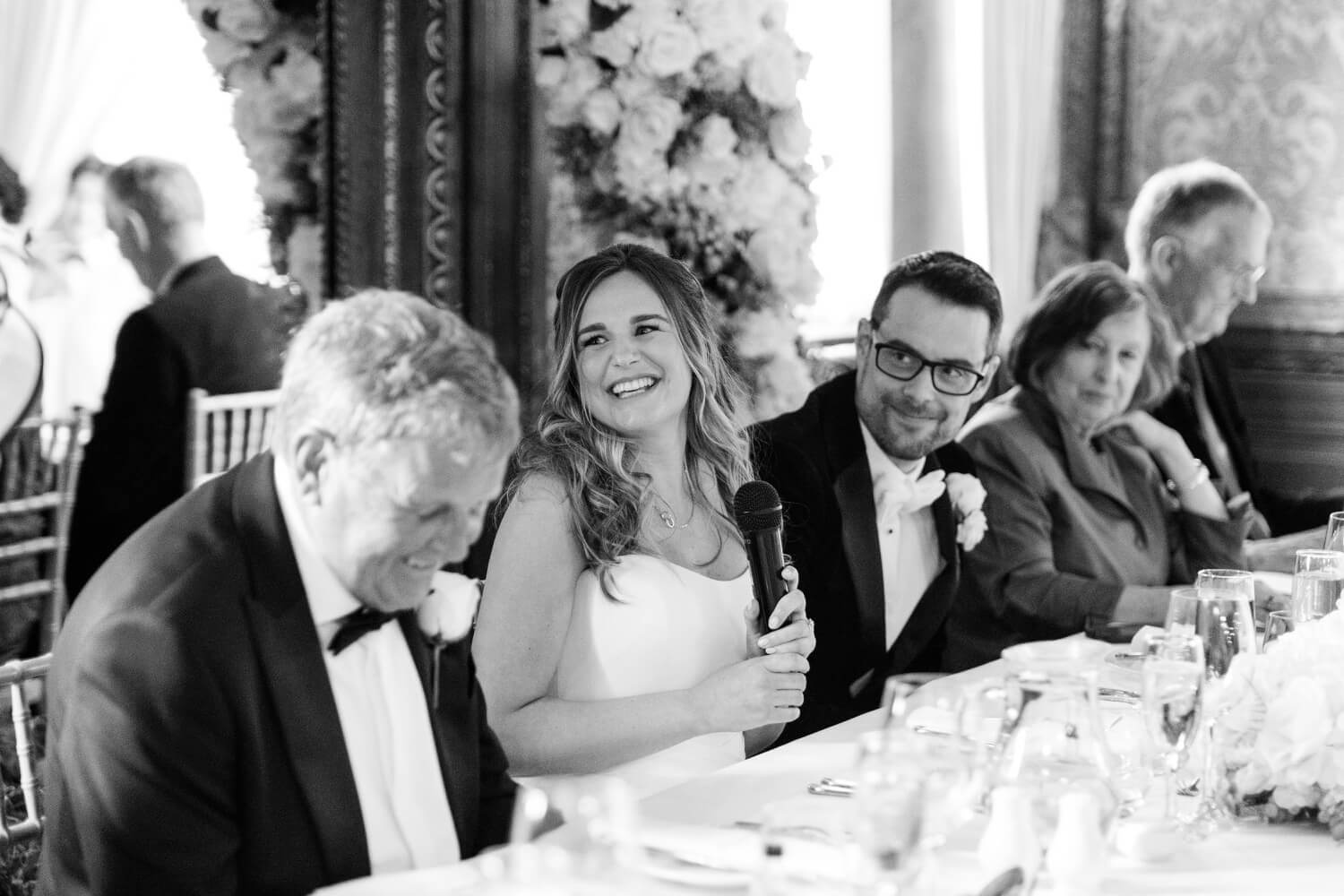 Bride giving her speech at Hawkstone Hall