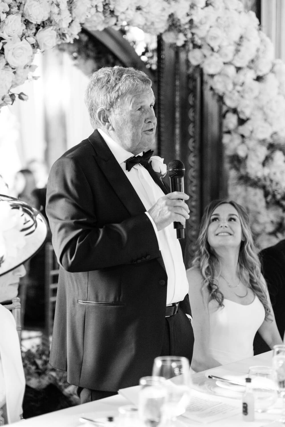 Father of the bride giving his speech at Hawkstone Hall