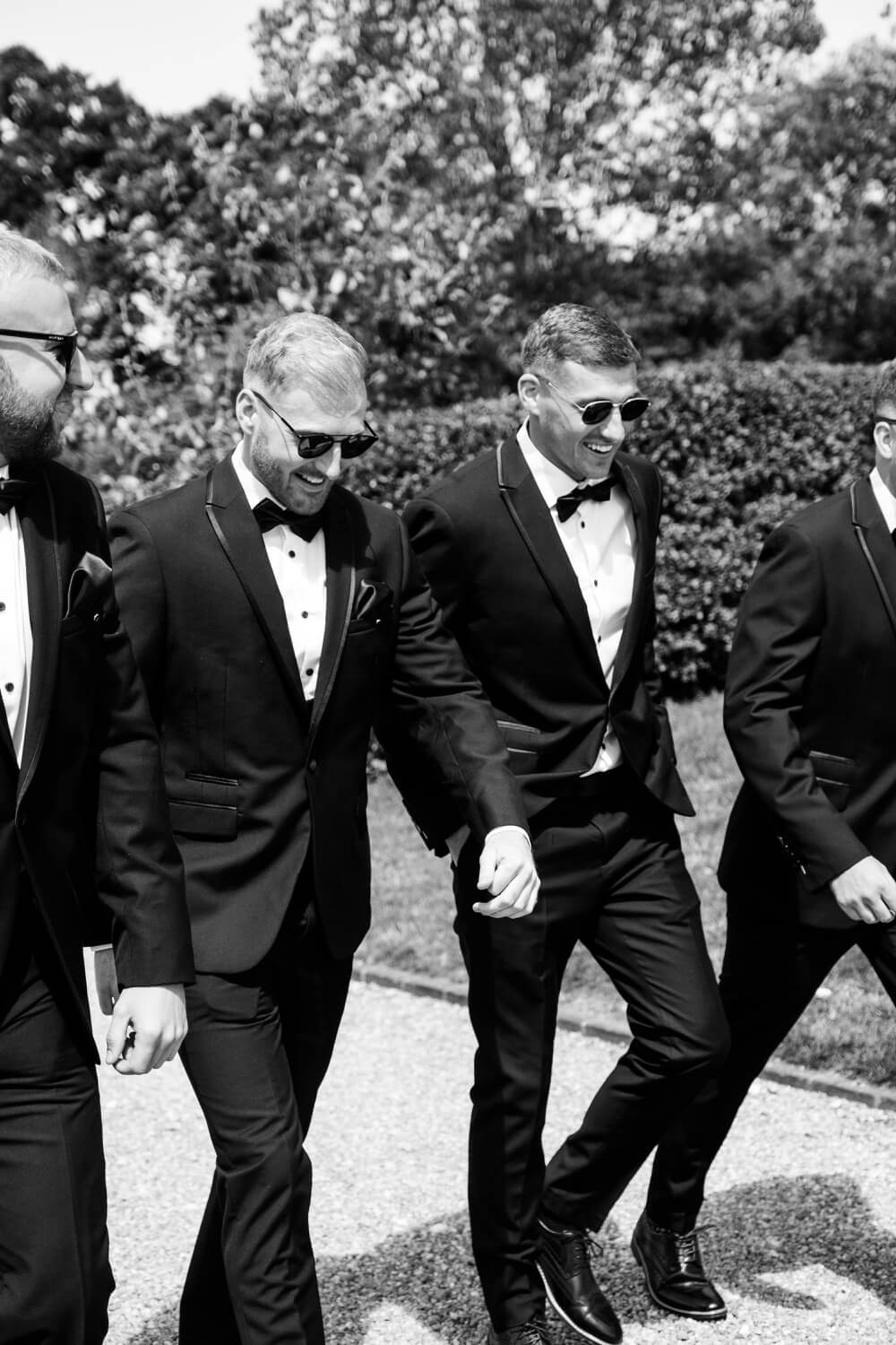 Groom's party walking at Manor Hill House
