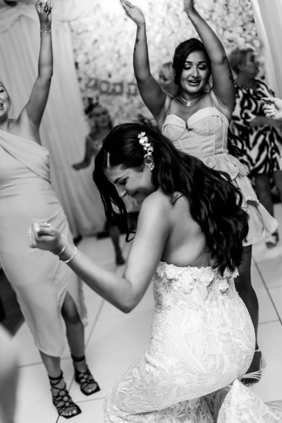 Bride dancing in the evening