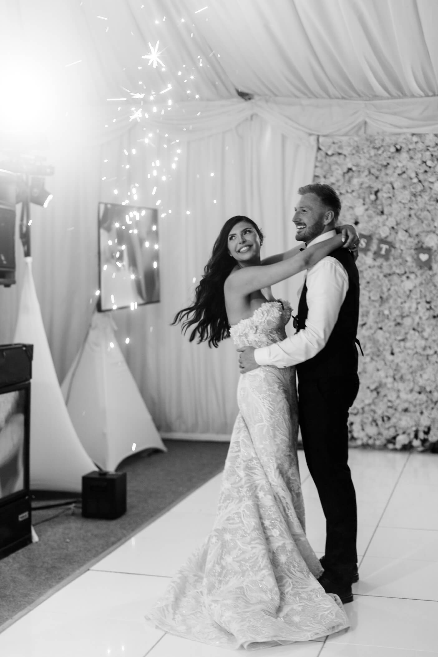Black and white evening reception at Manor Hill House