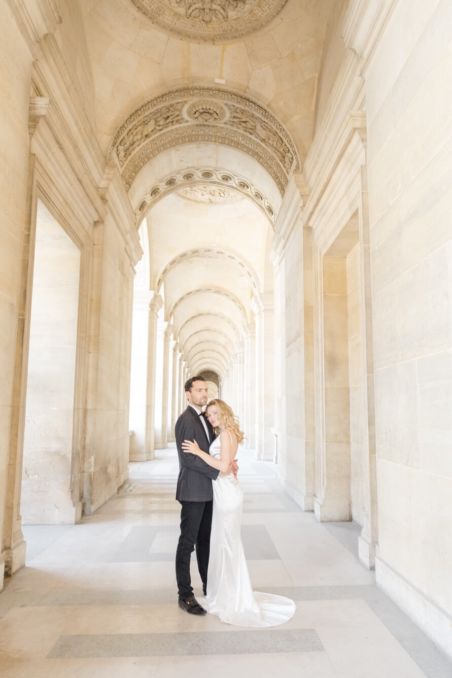 Paris micro wedding couple photographed in the city
