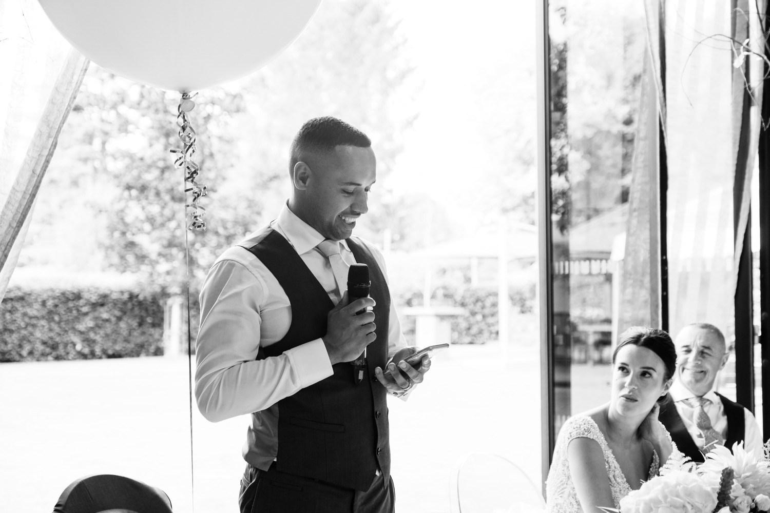 Groom delivering his wedding speech at Redhouse Barn
