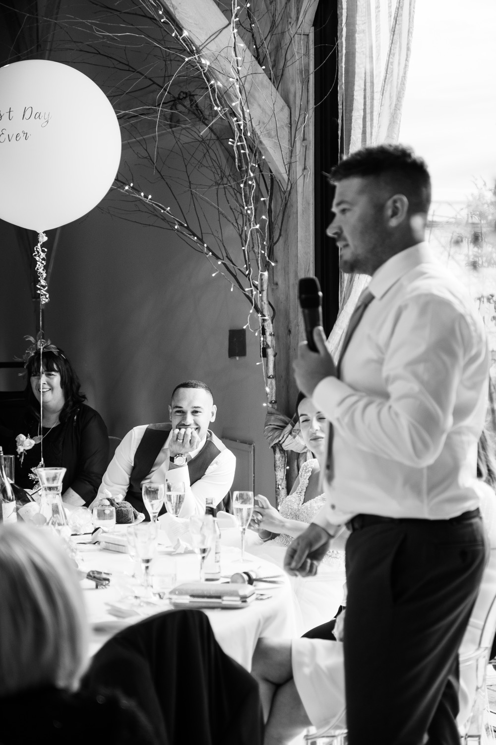 Best man delivering his speech at Redhouse Barn