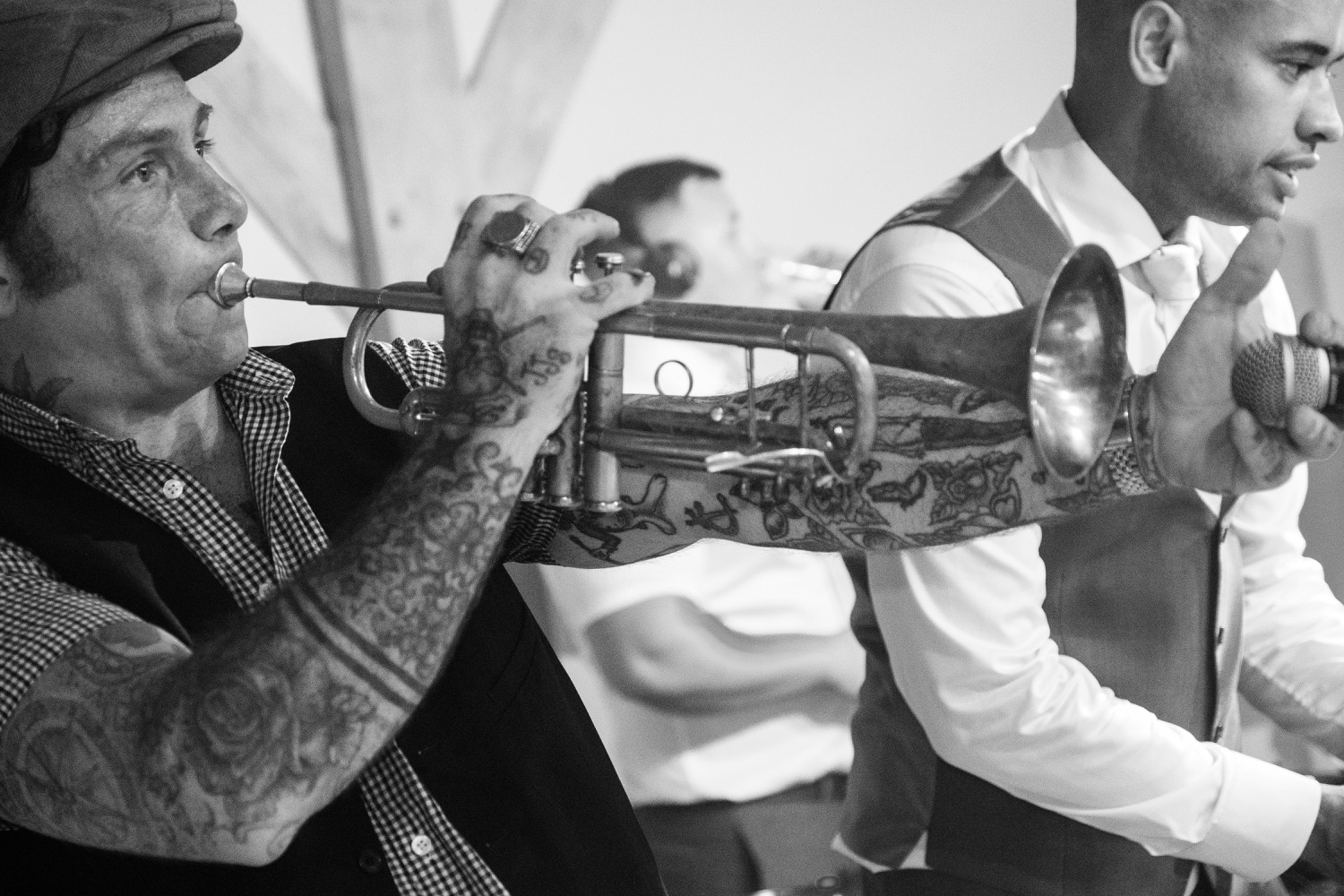 Trumpet player entertaining the wedding guests
