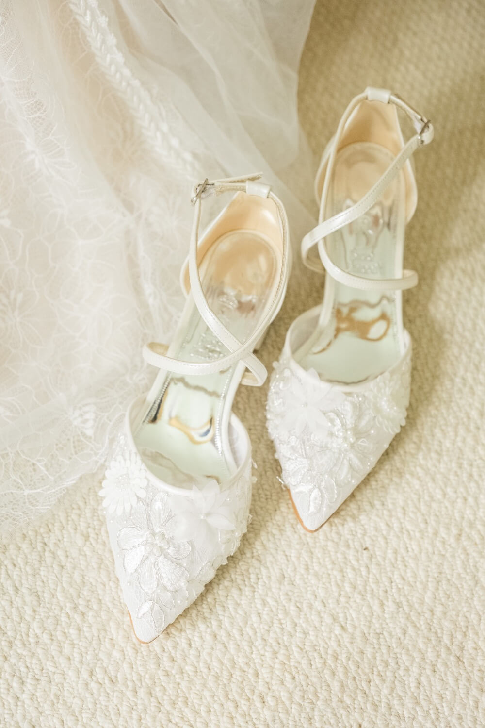 Bridal wedding shoes photographed during morning preparations