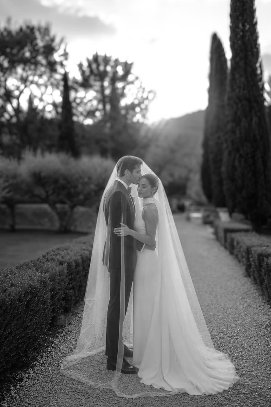 Bride wearing a wedding veil