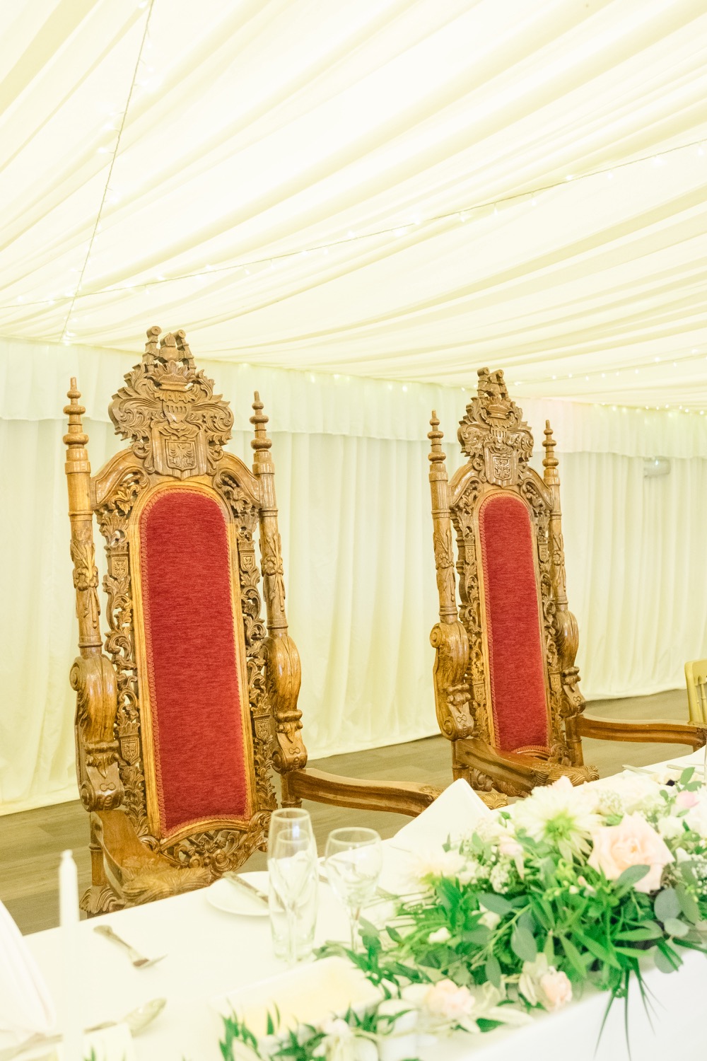 The bride and groom's chairs at Netley Hall
