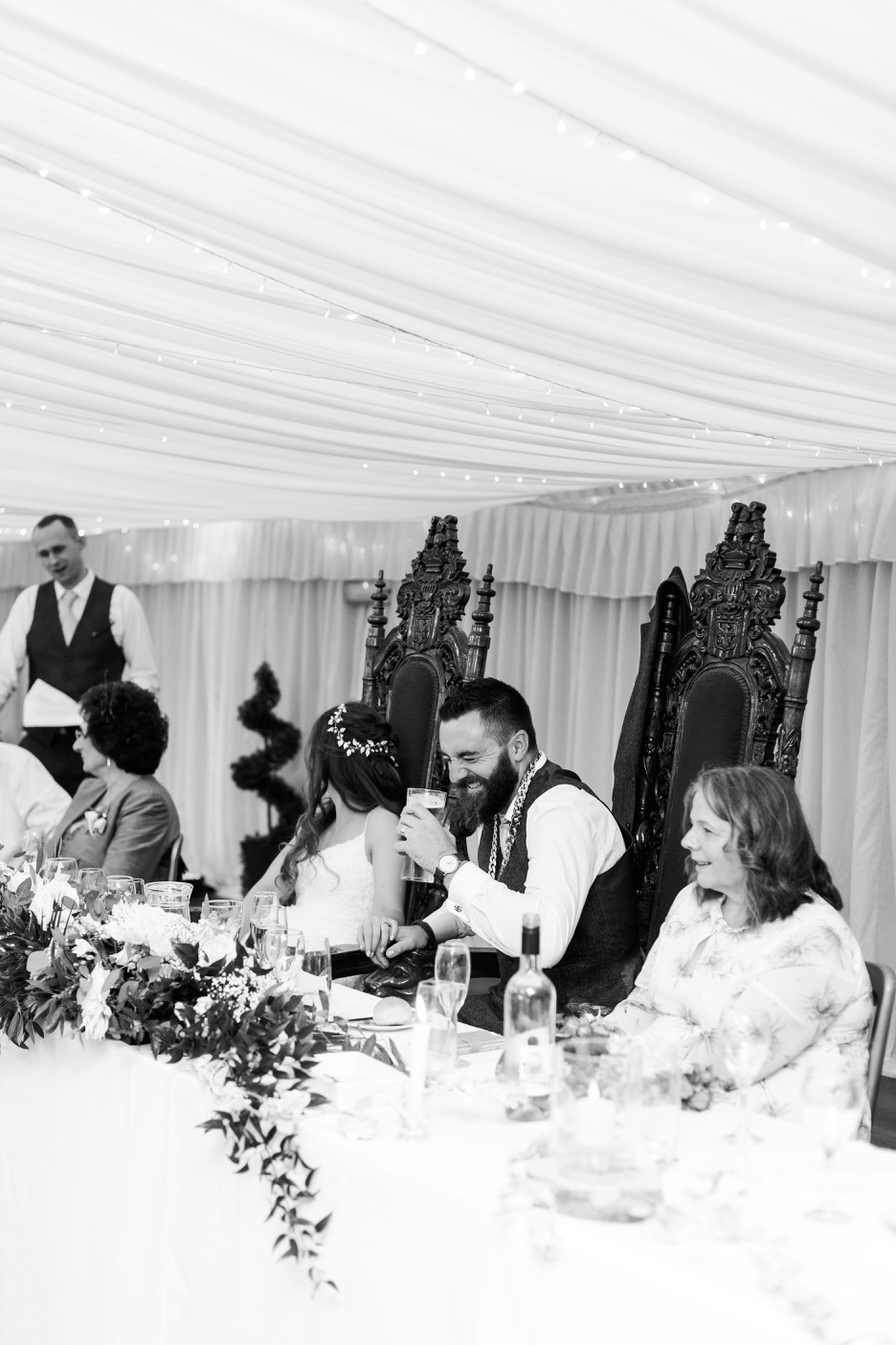 Matt laughing during the best man's speech