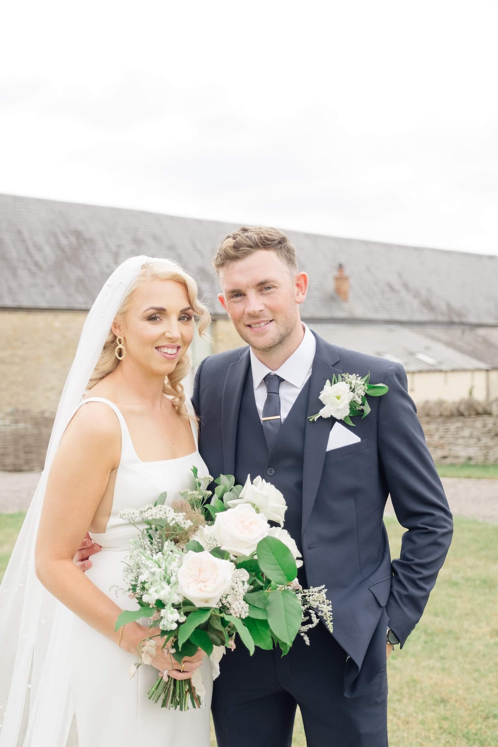 Bride and groom portrait at The Great Barn, Aynho
