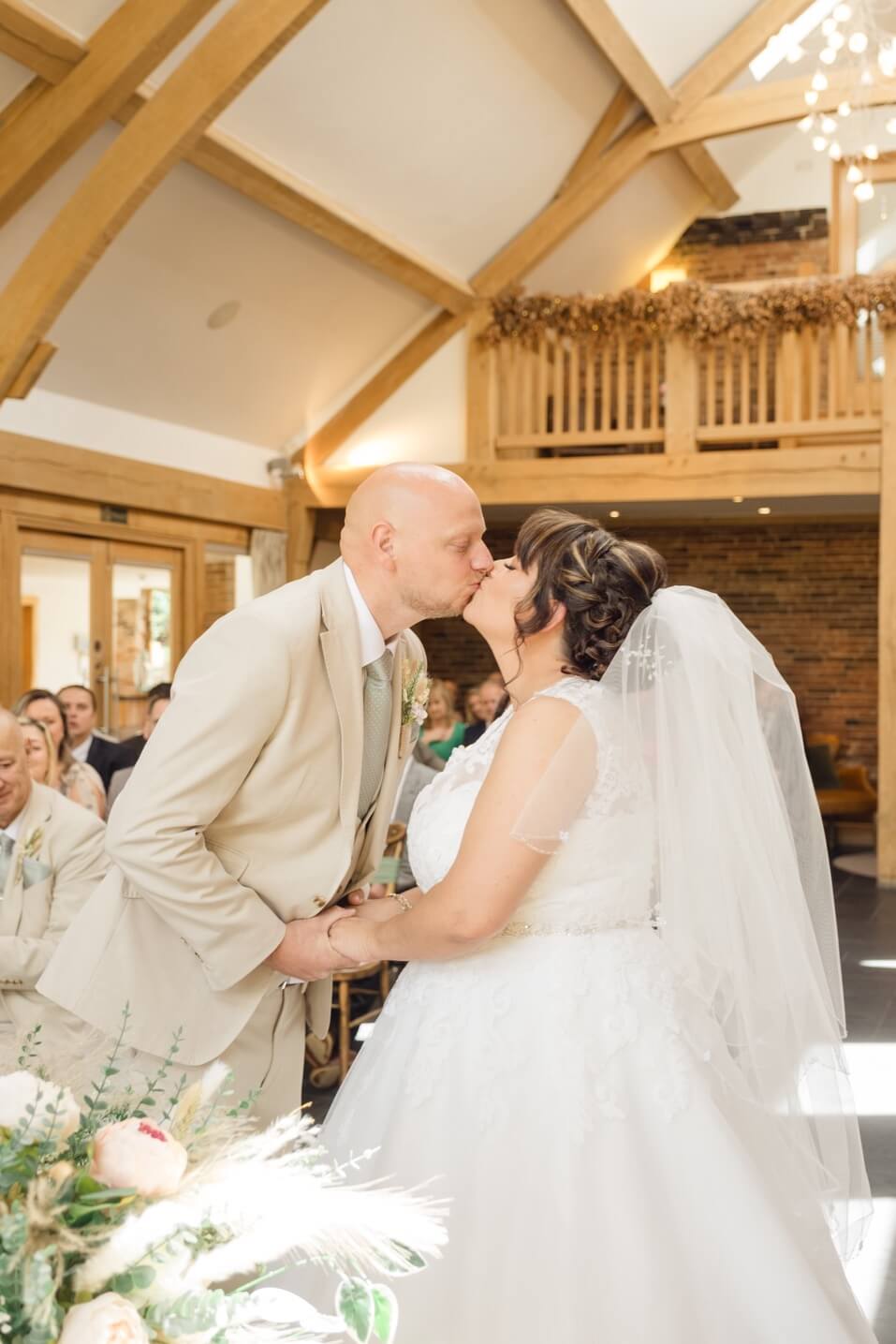 Hayley and Dan's first kiss at Mythe Barn