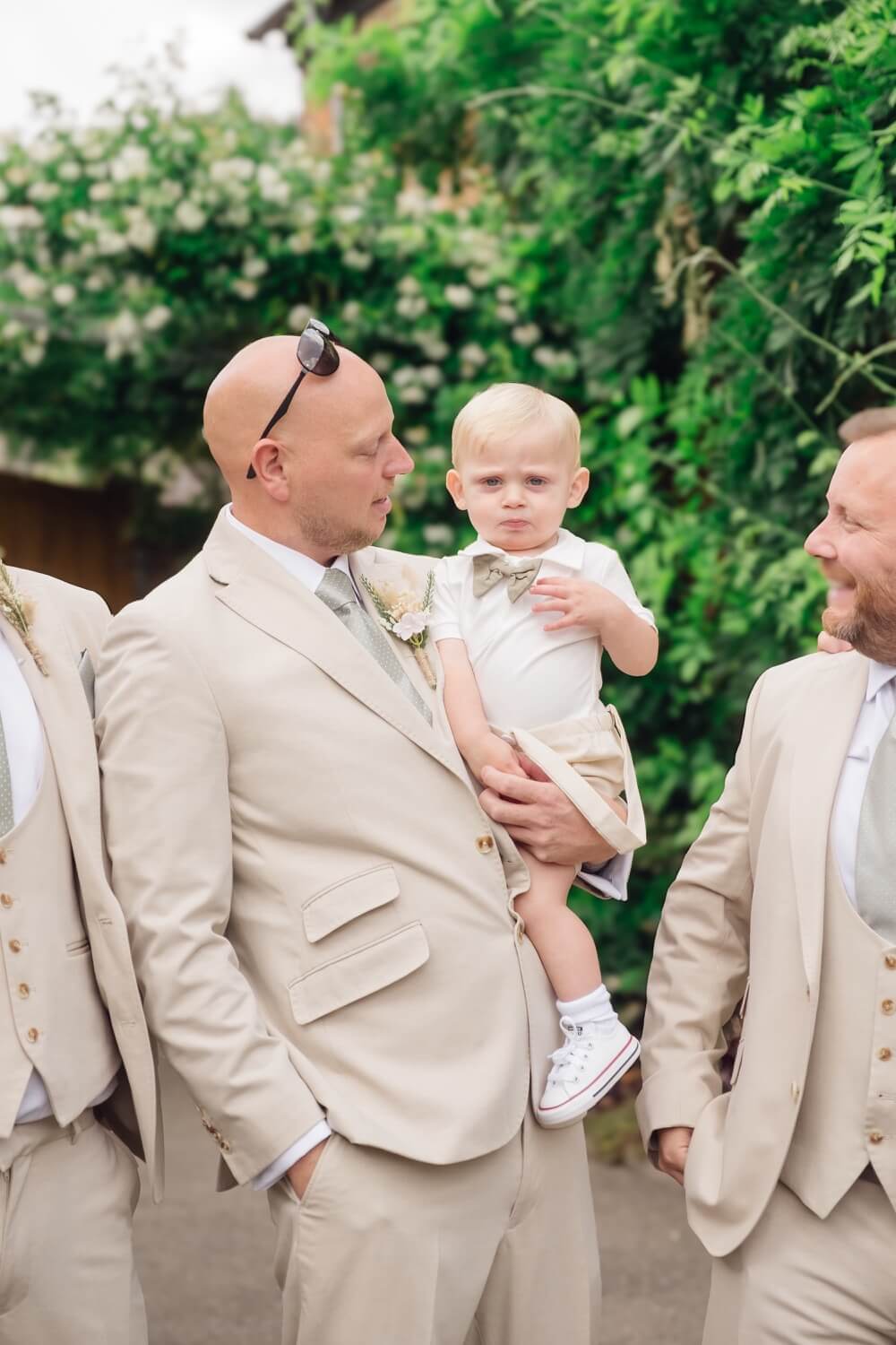 The groom with his young son before the wedding