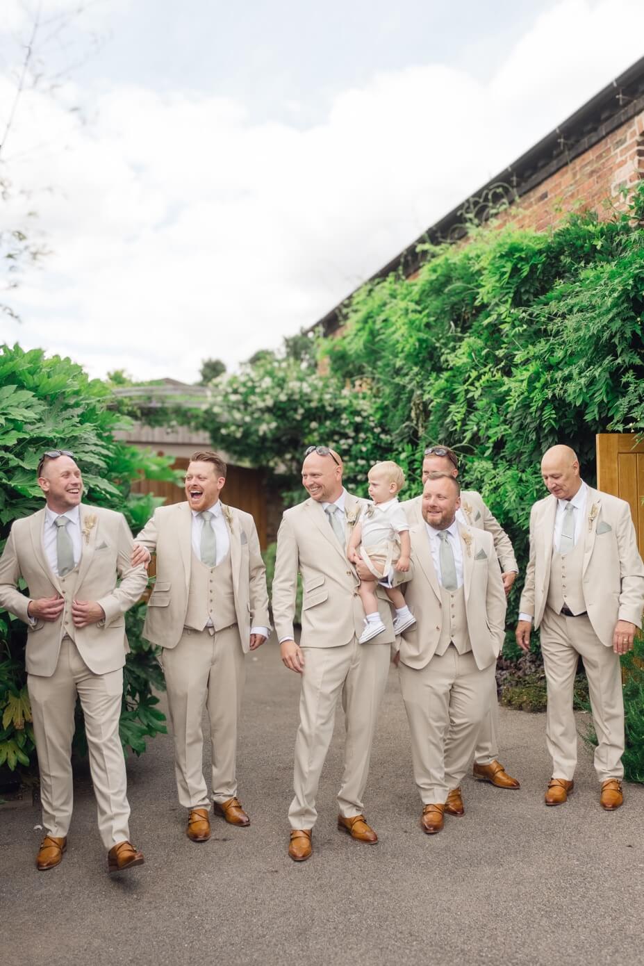 The groom with his groomsmen at Mythe Barn