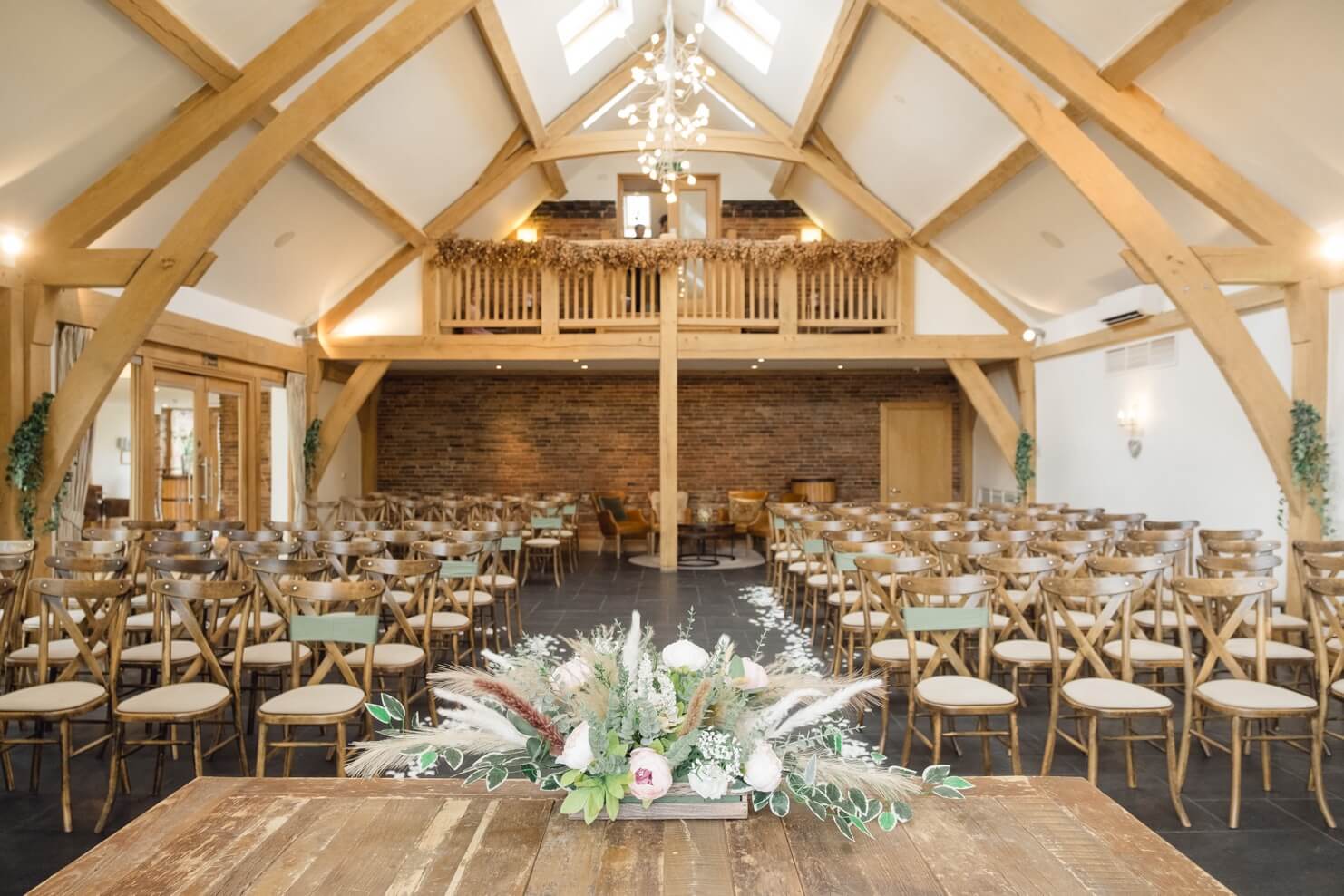 The Oak Barn ceremony room at Mythe Barn