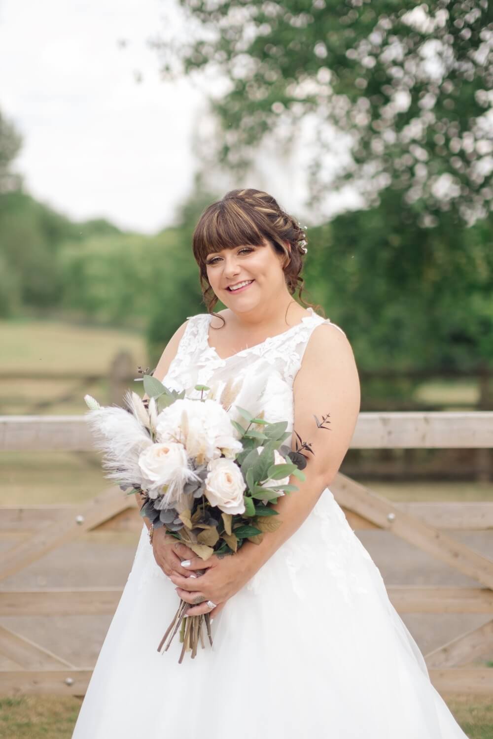 A portrait of the bride at Mythe Barn