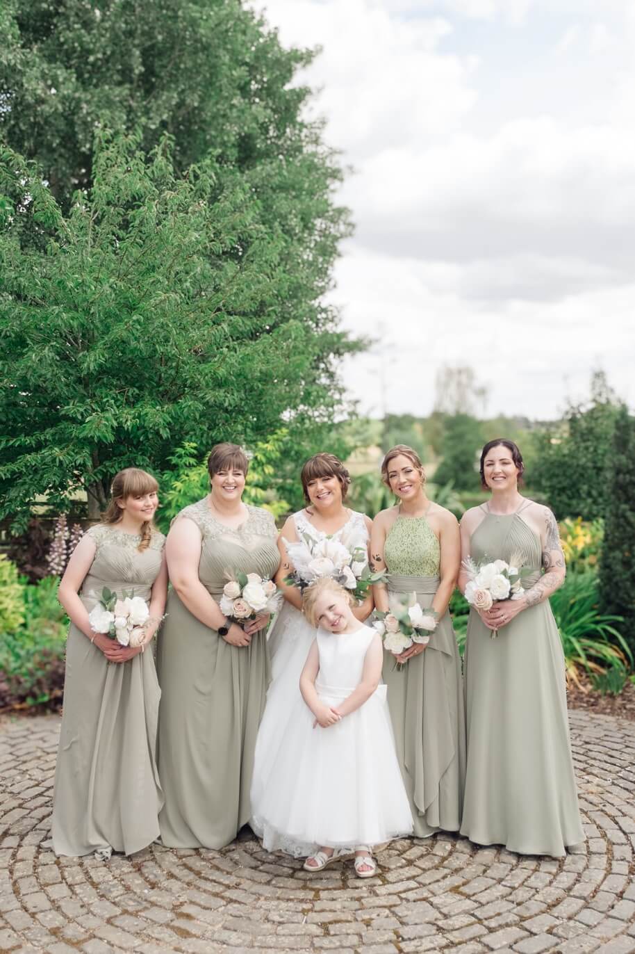 The bridal party at Mythe Barn