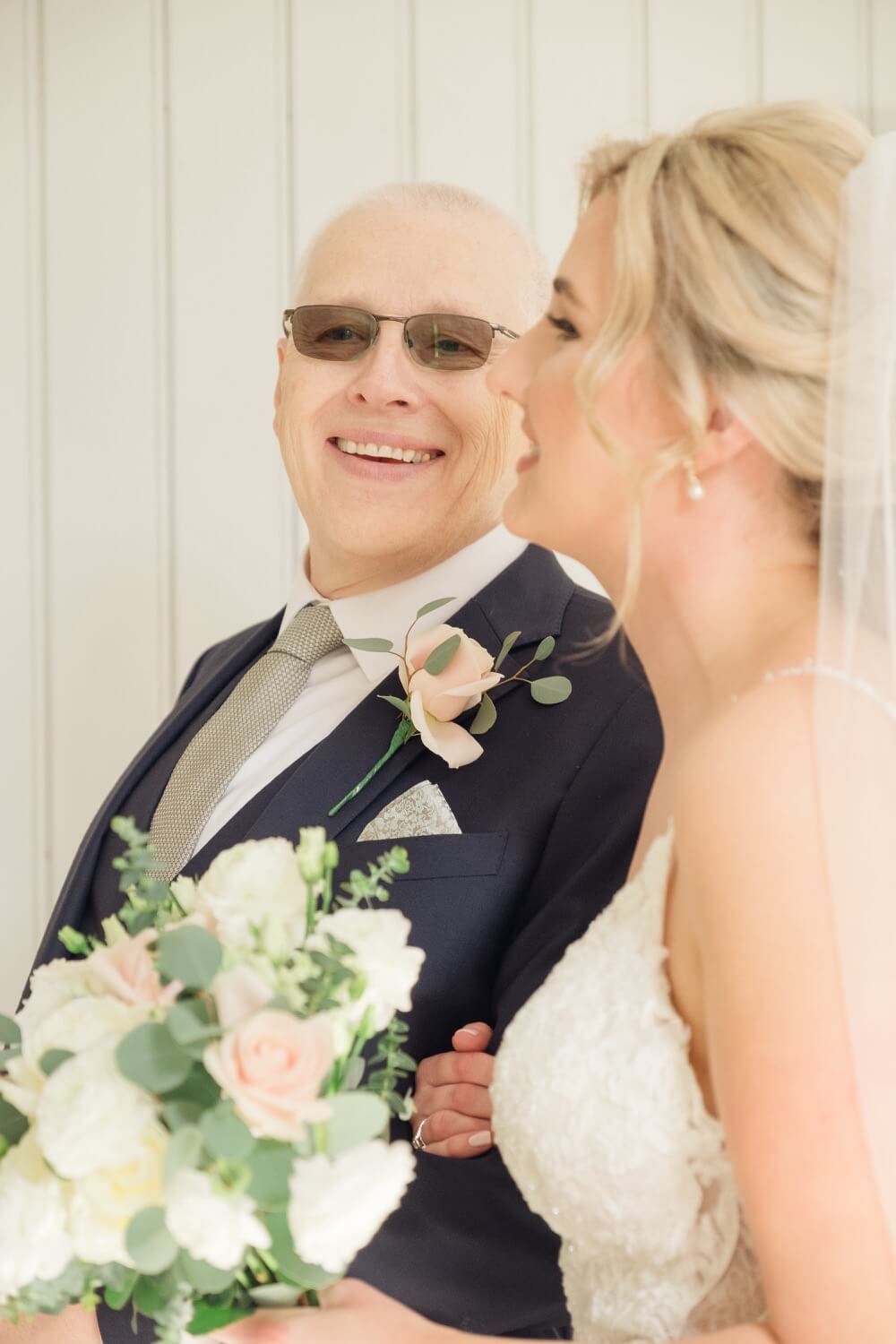 Bride with her father before the Moxhull Hall wedding