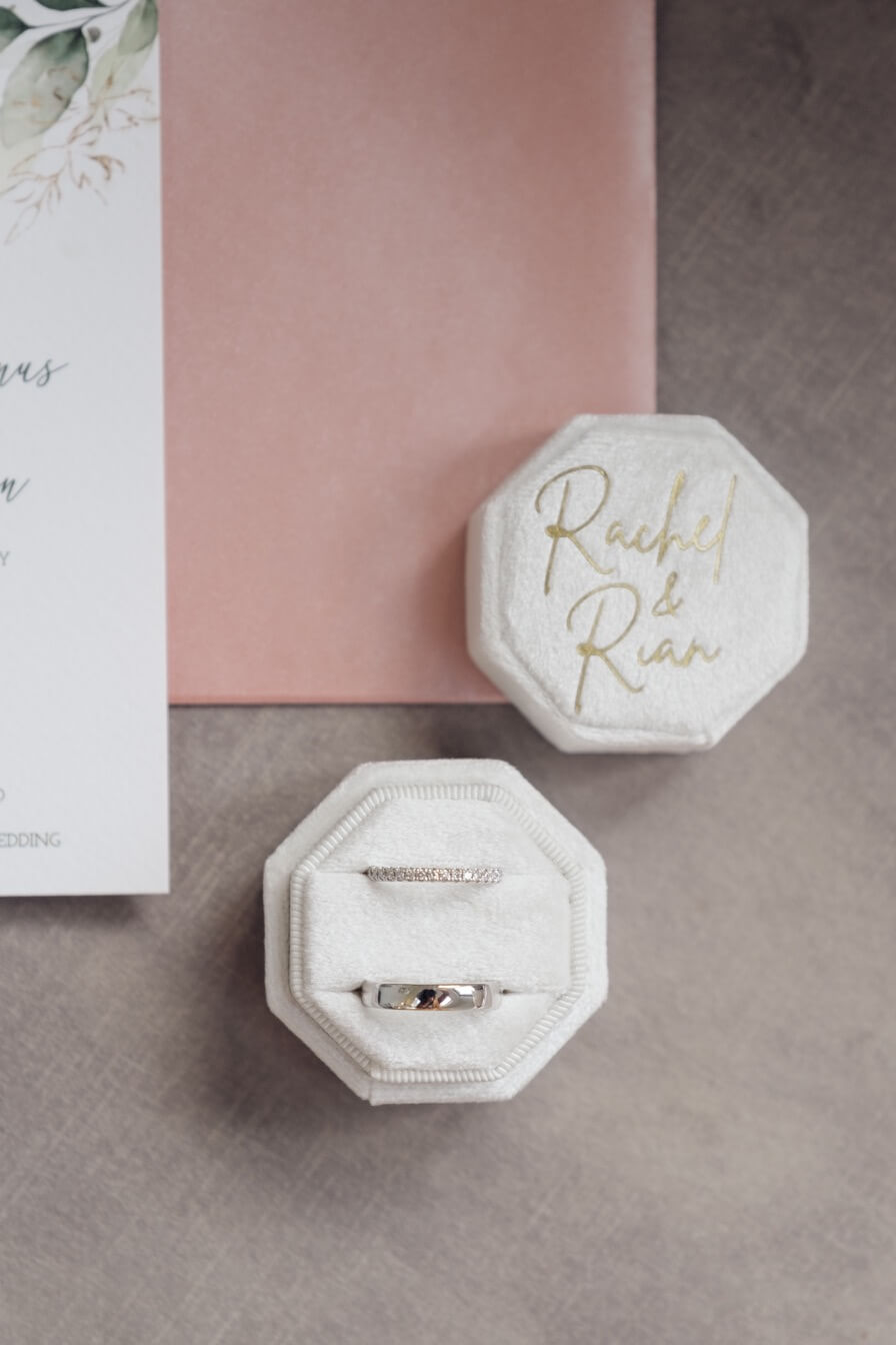 Wedding rings before the Moxhull Hall ceremony