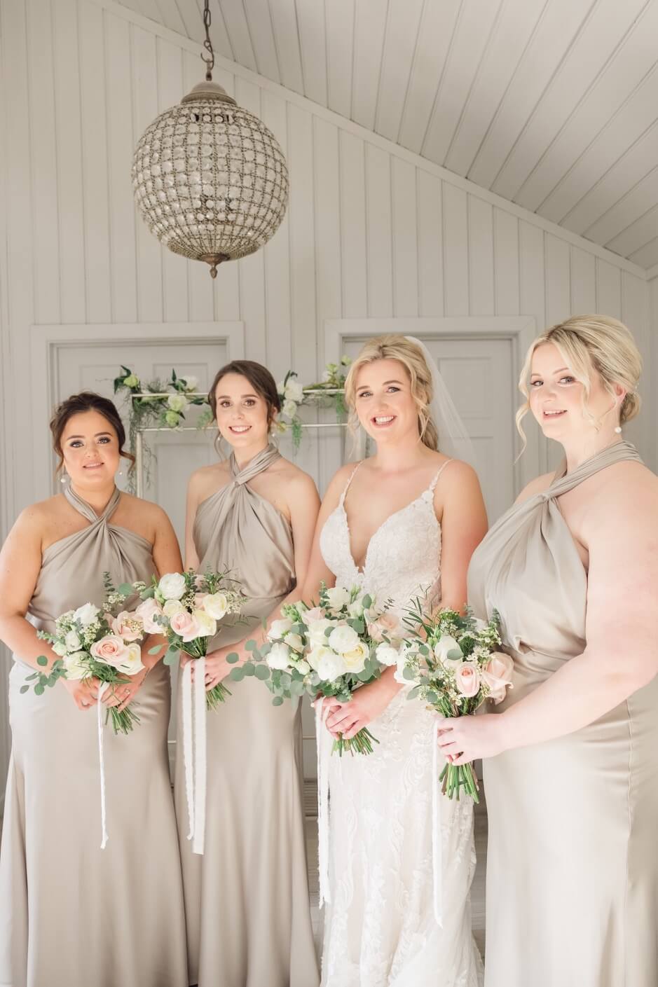 Bride with her bridesmaids at Moxhull Hall