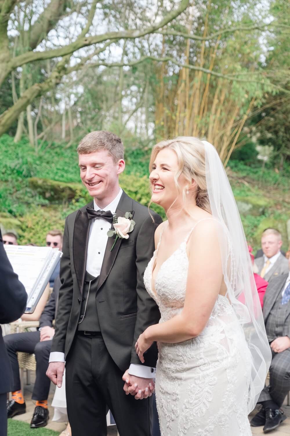 Bride and groom during their Moxhull Hall ceremony