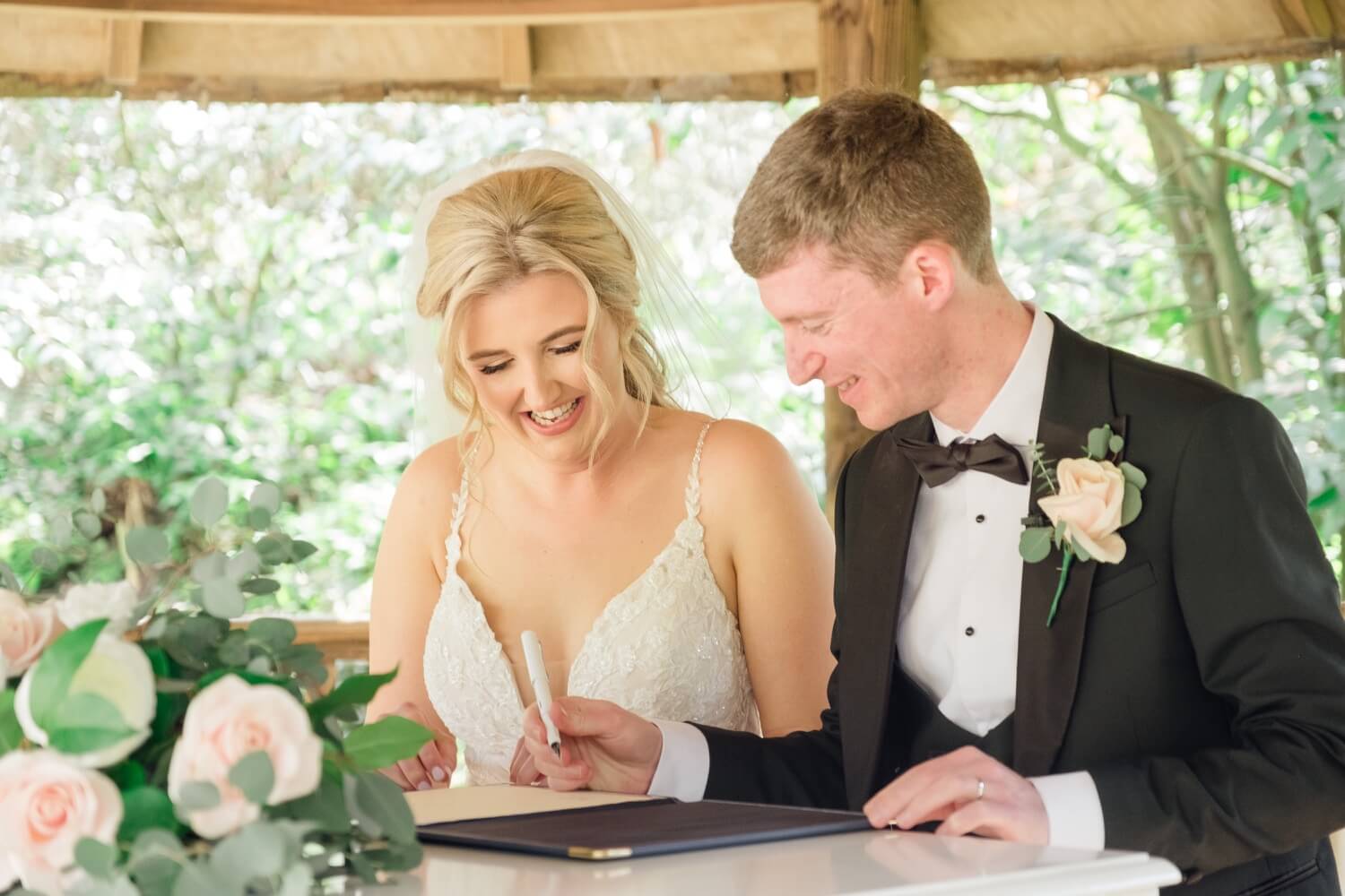 Signing the register at Moxhull Hall