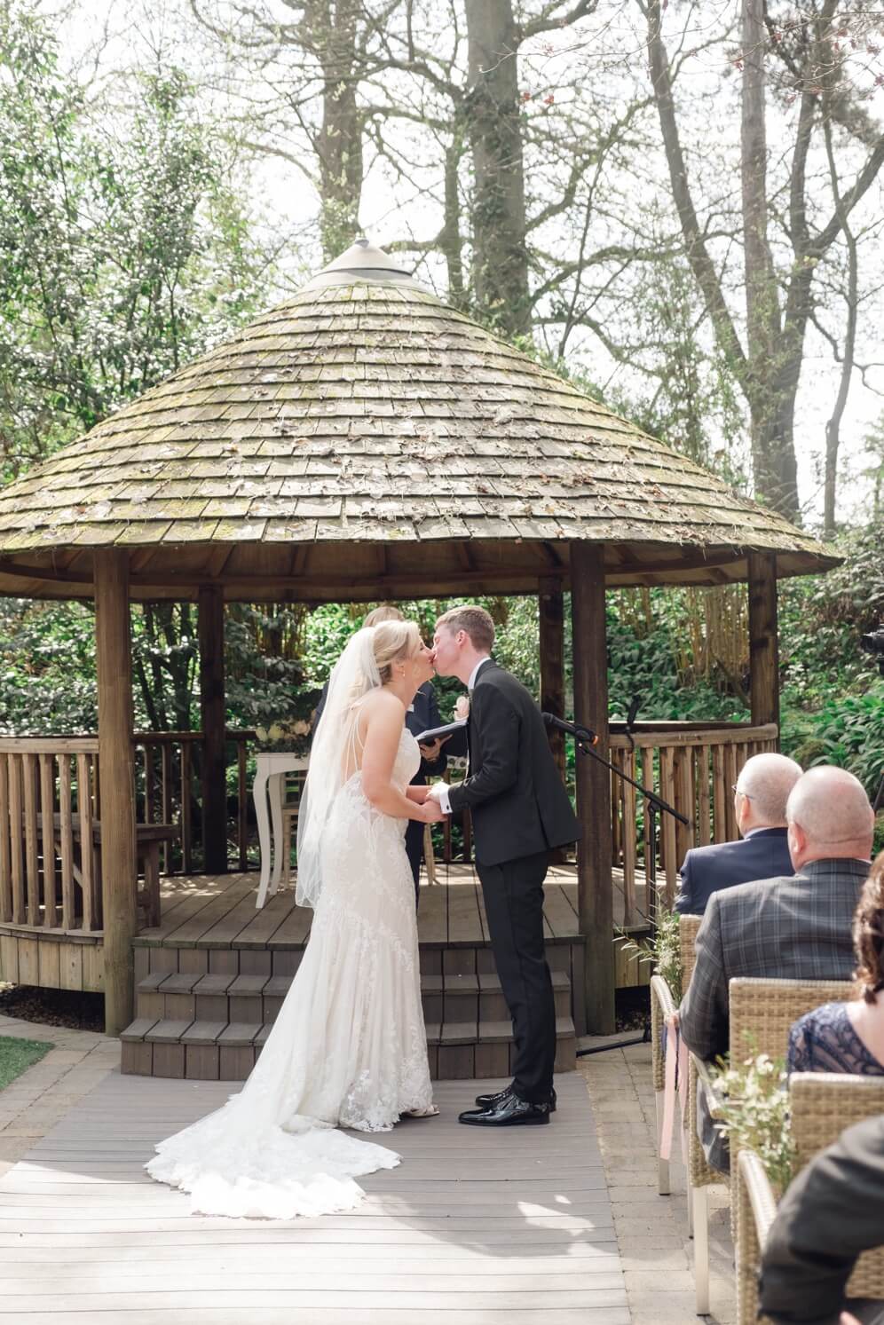 First kiss at the Moxhull Hall ceremony