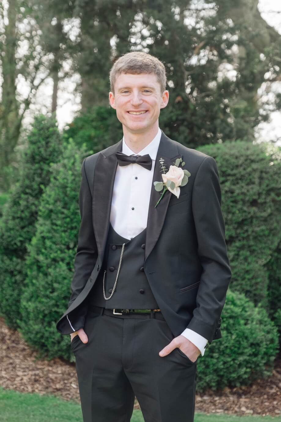 Portrait of the groom at Moxhull Hall