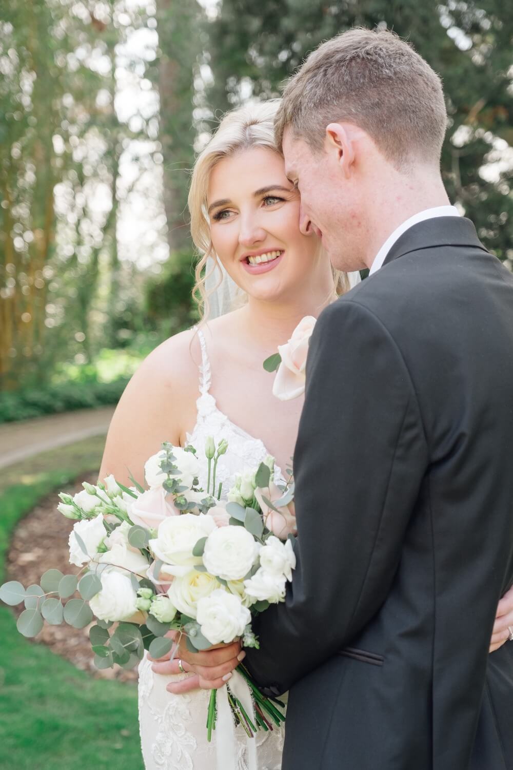 Couple portrait in the gardens at Moxhull Hall