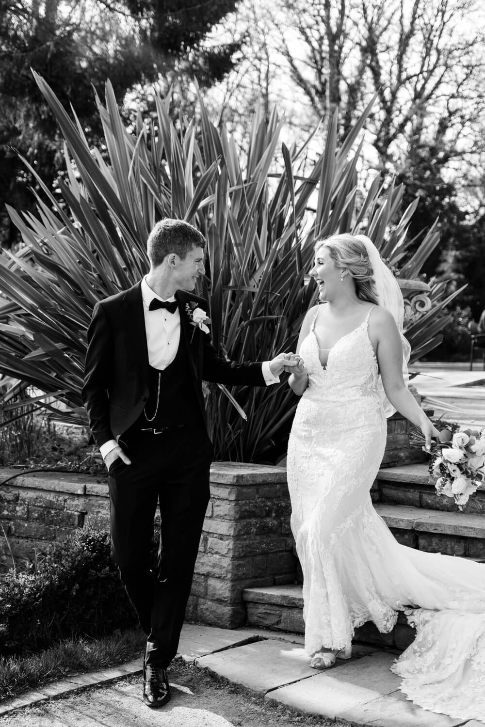 Bride and groom portrait at Moxhull Hall