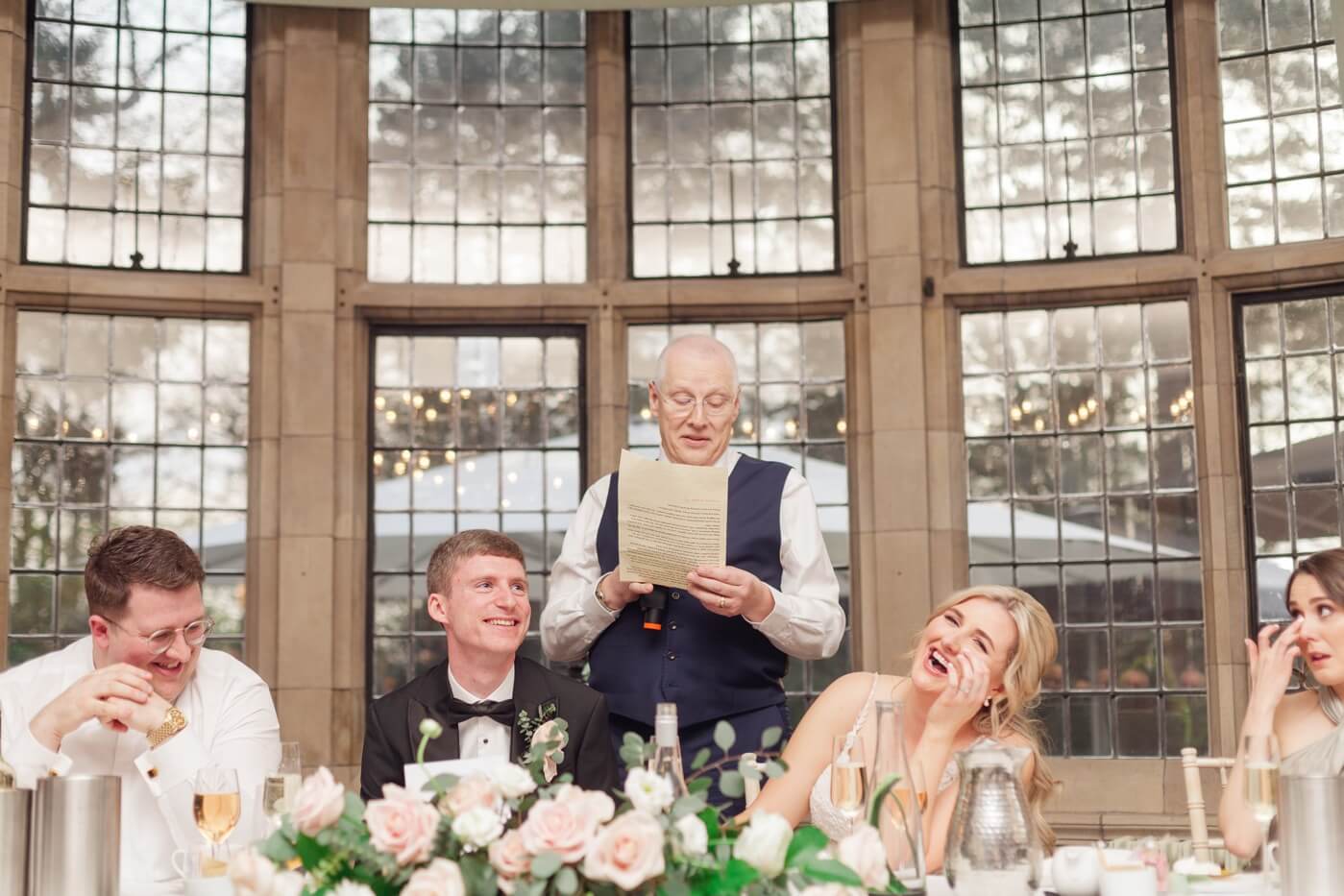 Father of the bride giving his speech at the wedding breakfast