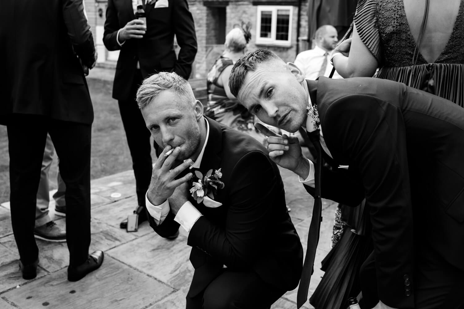 Guest posing for the photographer at The Great Barn, Aynho