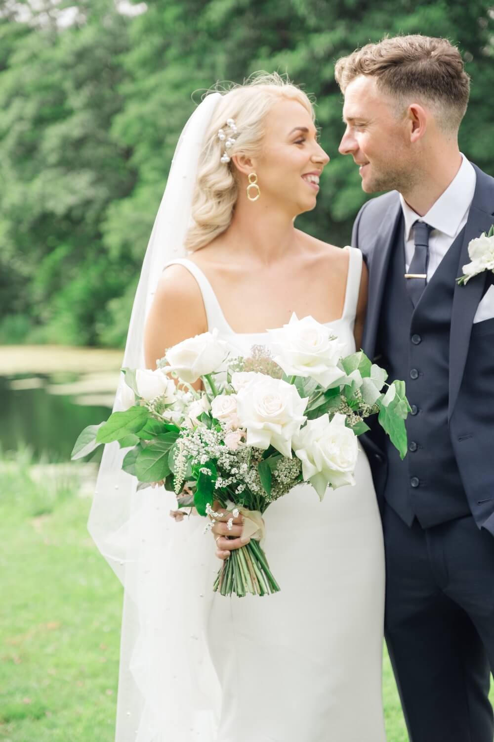 Bride and groom together at The Great Barn, Aynho