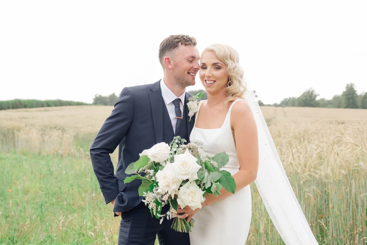 Bride and groom portrait in the grounds at The Great Barn, Aynho