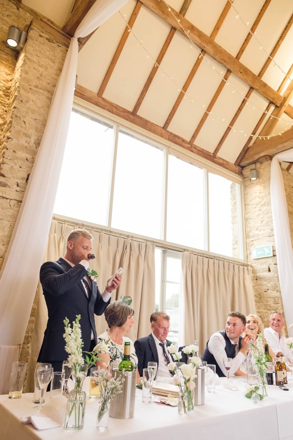 Best man during his speech at The Great Barn, Aynho
