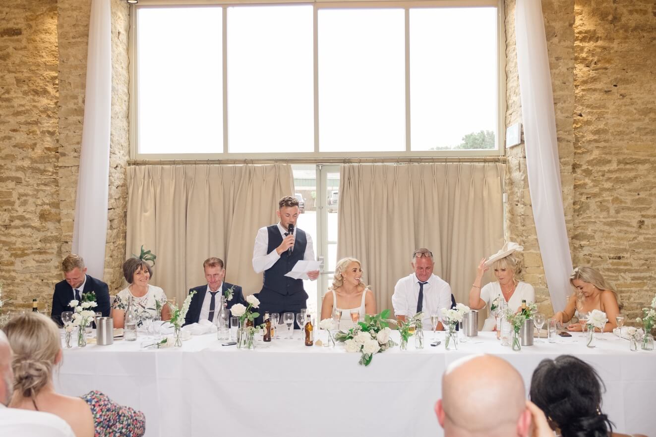 Groom giving his speech at The Great Barn, Aynho