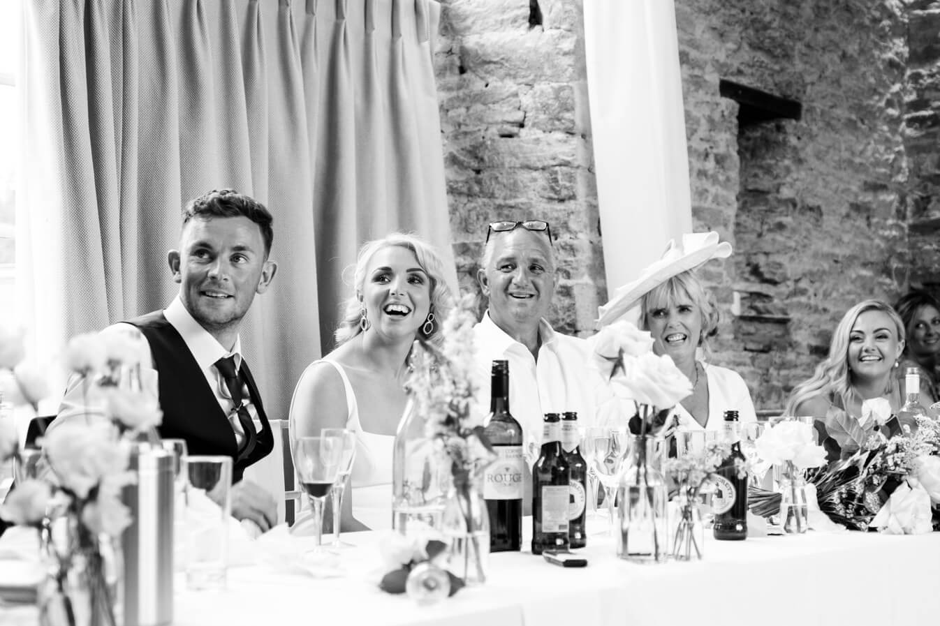 The top table during the speeches at The Great Barn, Aynho
