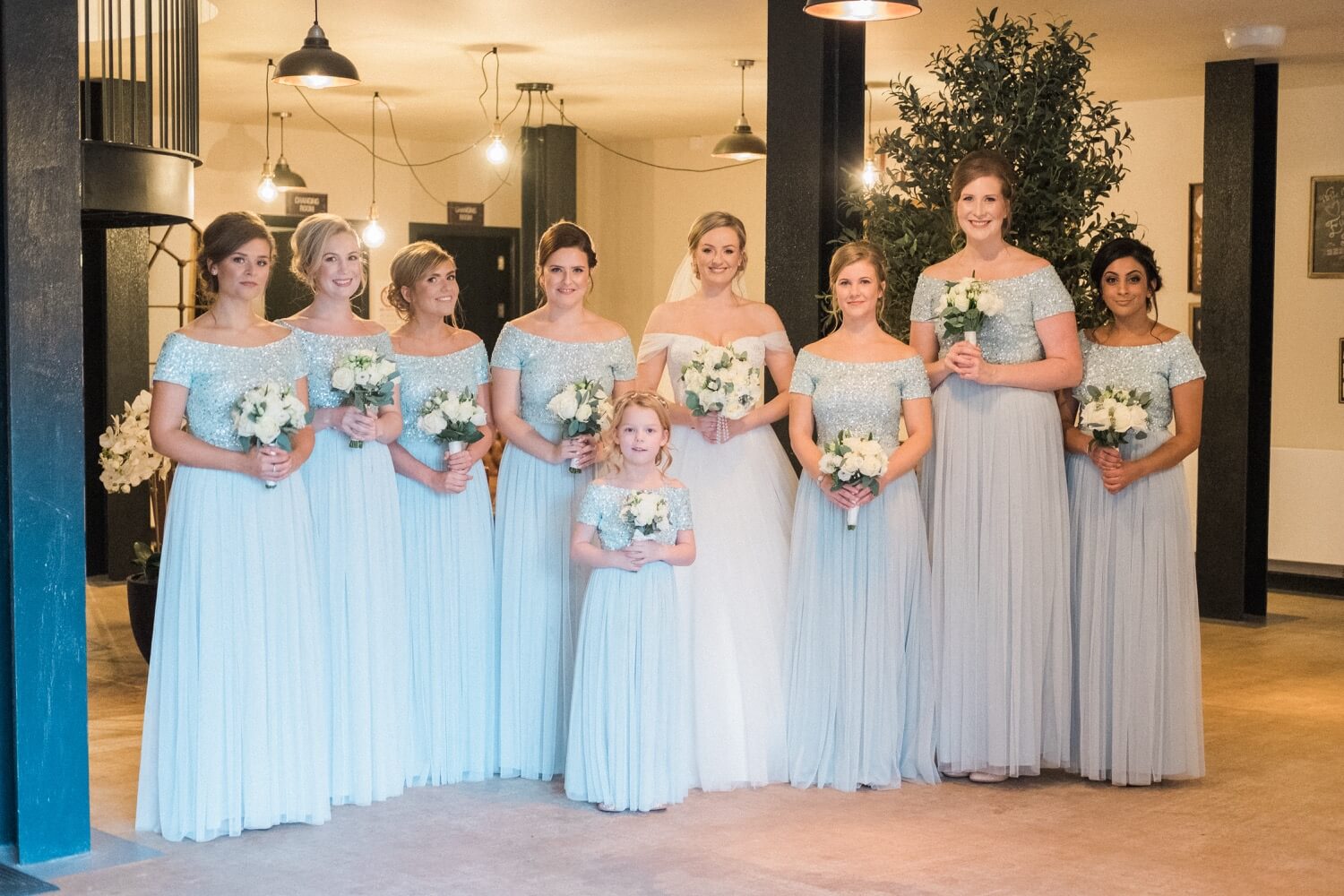The bridal party dressed and ready at The Mill Barns