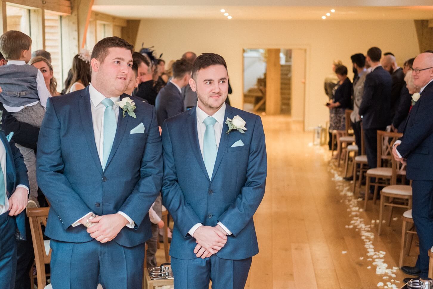 Groom and best man before the bride arrives at The Mill Barns
