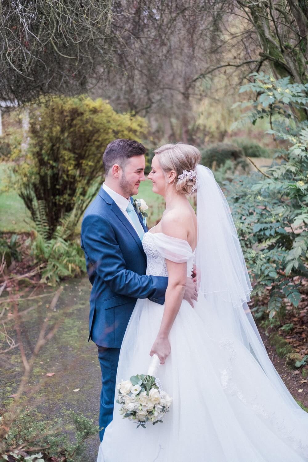 Bride and groom portrait at The Mill Barns