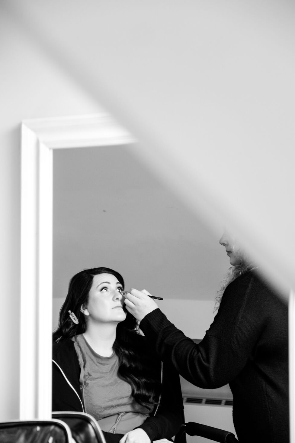 Bride having her makeup done in the Cascade